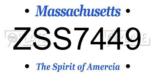 ZSS7449 Massachusetts License Plate