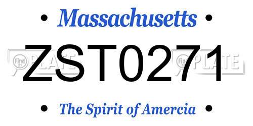 ZST0271 Massachusetts License Plate