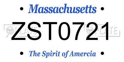 ZST0721 Massachusetts License Plate
