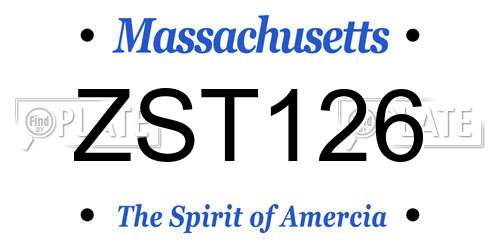 ZST126 Massachusetts License Plate