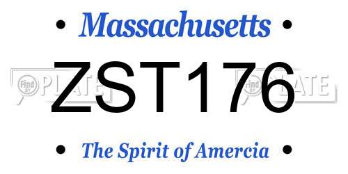 ZST176 Massachusetts License Plate