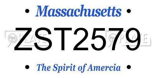 ZST2579 Massachusetts License Plate