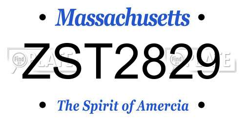 ZST2829 Massachusetts License Plate