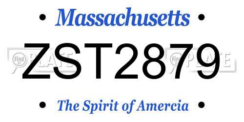 ZST2879 Massachusetts License Plate