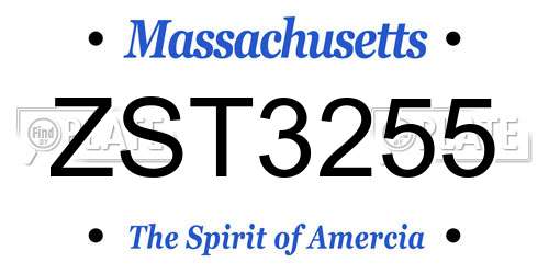 ZST3255 Massachusetts License Plate