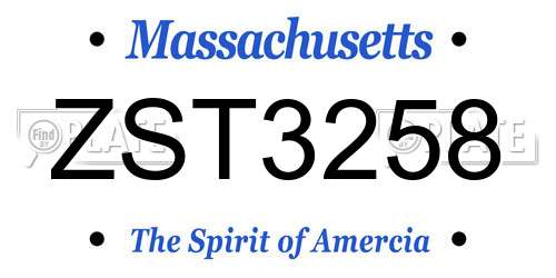 ZST3258 Massachusetts License Plate