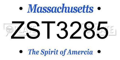 ZST3285 Massachusetts License Plate
