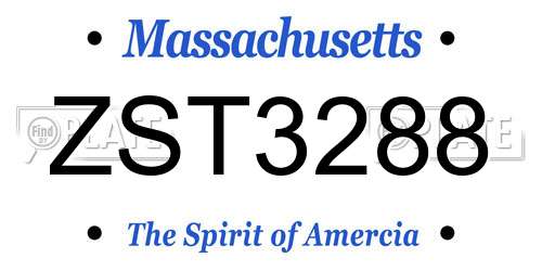 ZST3288 Massachusetts License Plate