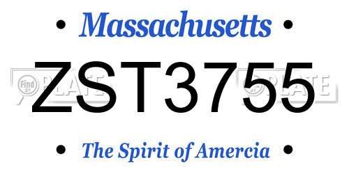 ZST3755 Massachusetts License Plate