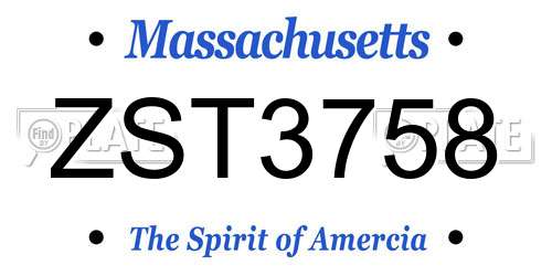 ZST3758 Massachusetts License Plate