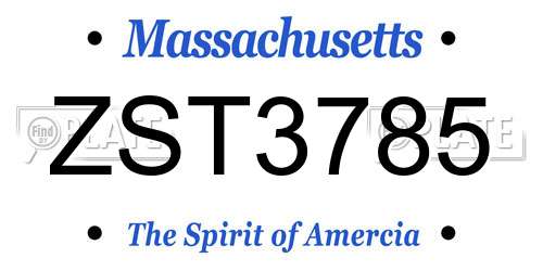ZST3785 Massachusetts License Plate
