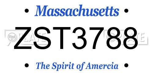 ZST3788 Massachusetts License Plate