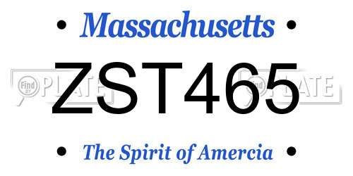 ZST465 Massachusetts License Plate