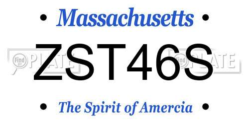 ZST46S Massachusetts License Plate