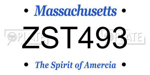 ZST493 Massachusetts License Plate