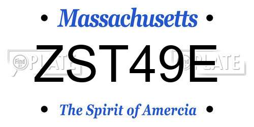 ZST49E Massachusetts License Plate