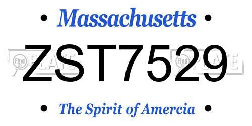 ZST7529 Massachusetts License Plate