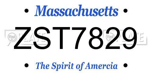 ZST7829 Massachusetts License Plate