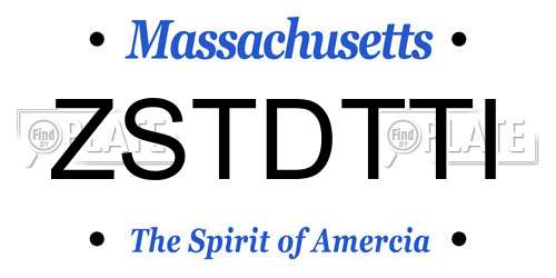 ZSTDTTI Massachusetts License Plate