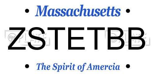 ZSTETBB Massachusetts License Plate