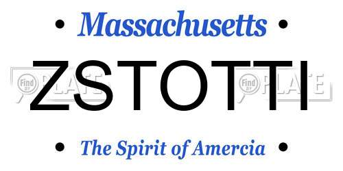 ZSTOTTI Massachusetts License Plate