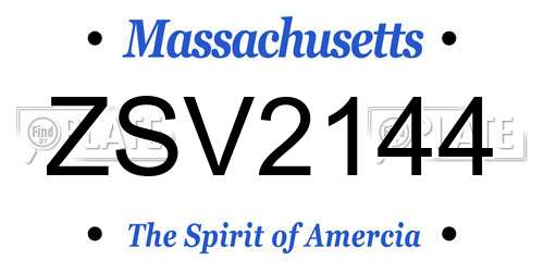 ZSV2144 Massachusetts License Plate