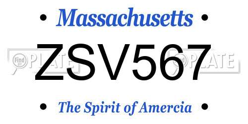 ZSV567 Massachusetts License Plate