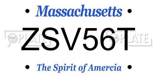 ZSV56T Massachusetts License Plate