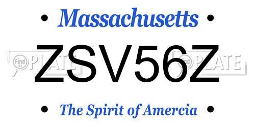 ZSV56Z Massachusetts License Plate