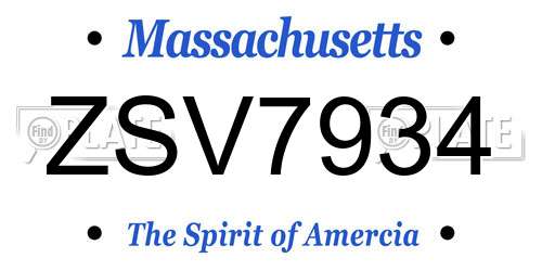 ZSV7934 Massachusetts License Plate