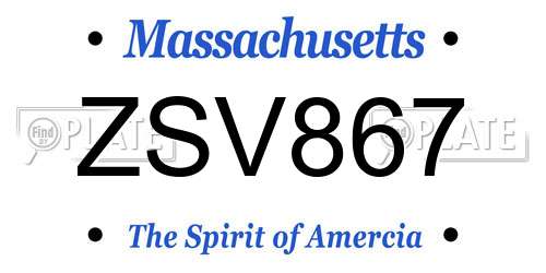 ZSV867 Massachusetts License Plate