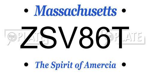 ZSV86T Massachusetts License Plate