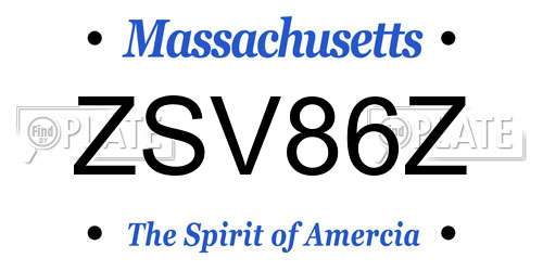 ZSV86Z Massachusetts License Plate