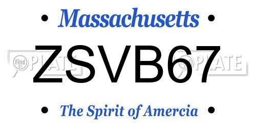 ZSVB67 Massachusetts License Plate