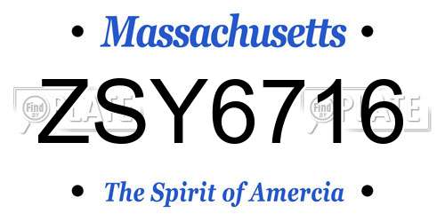 ZSY6716 Massachusetts License Plate