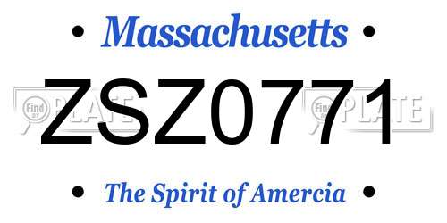ZSZ0771 Massachusetts License Plate
