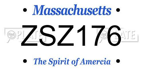 ZSZ176 Massachusetts License Plate