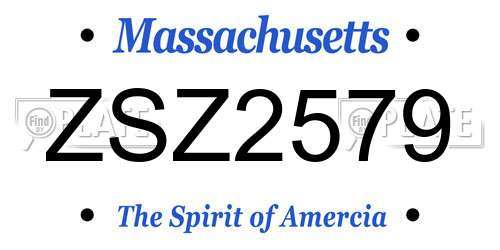 ZSZ2579 Massachusetts License Plate