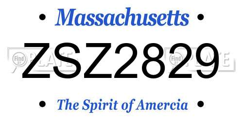 ZSZ2829 Massachusetts License Plate