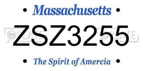 ZSZ3255 Massachusetts License Plate