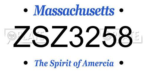 ZSZ3258 Massachusetts License Plate