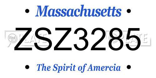 ZSZ3285 Massachusetts License Plate