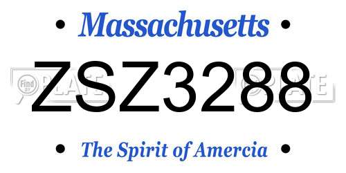 ZSZ3288 Massachusetts License Plate