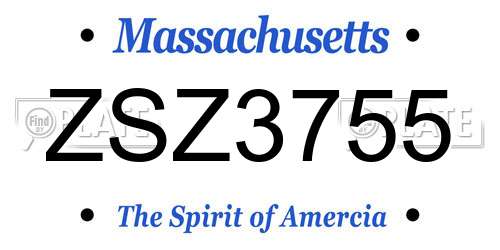 ZSZ3755 Massachusetts License Plate