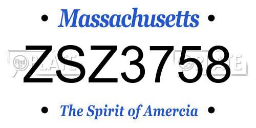 ZSZ3758 Massachusetts License Plate