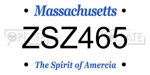 ZSZ465 Massachusetts License Plate