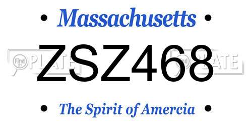 ZSZ468 Massachusetts License Plate