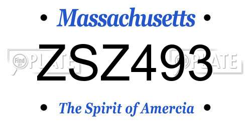 ZSZ493 Massachusetts License Plate