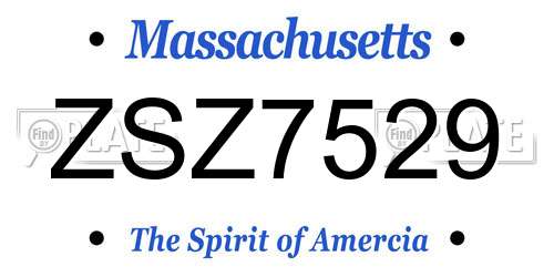 ZSZ7529 Massachusetts License Plate