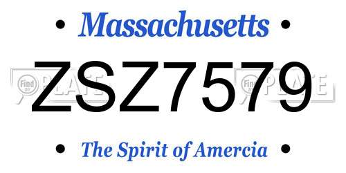 ZSZ7579 Massachusetts License Plate